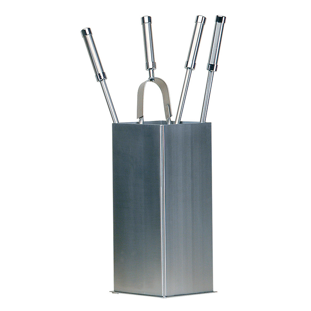 Portaherramientas cuadrado en acero inoxidable y 4 accesorios Made in Italy - Iena